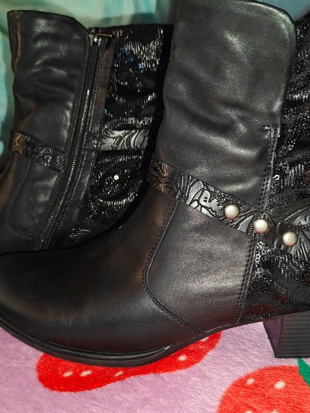 Remonte cowgirl western black boots, booties size 10.5 - Picture 2 of 3